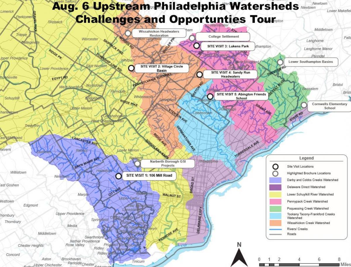 priekšpilsētas Filadelfijas karte