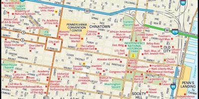 Karte no pilsētas centra Filadelfijā