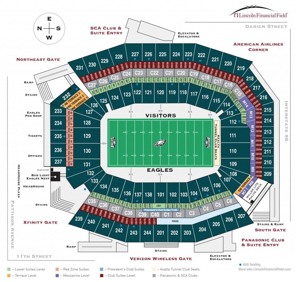 Filadelfijas " eagles stadionā karte