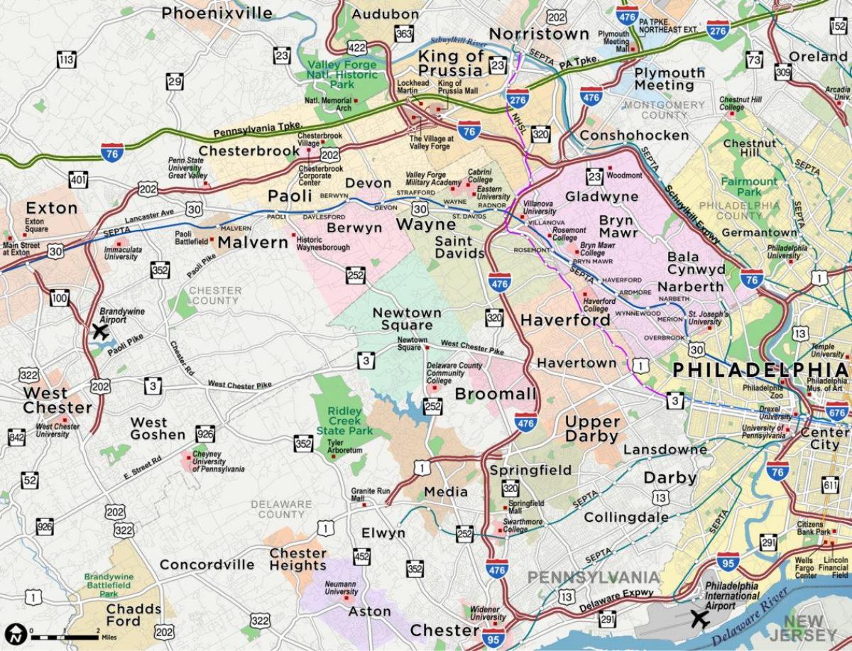 karte galvenā līnija Philadelphia