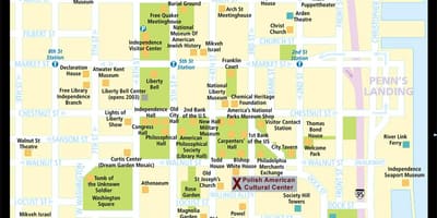 Karte vēsturisko Philadelphia